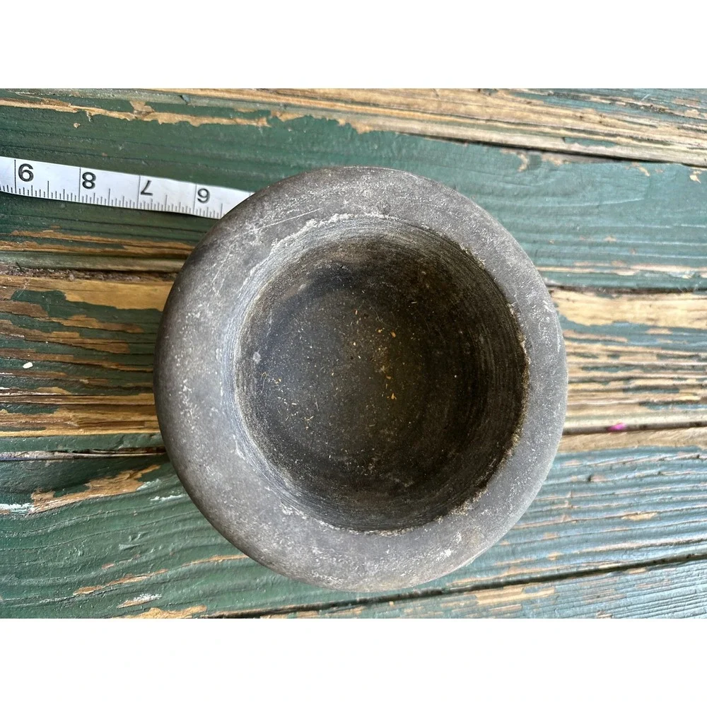 Vintage Rustic Grey Stone Mortar Bowl Primitive Apothecary Kitchen Decor 5.5in